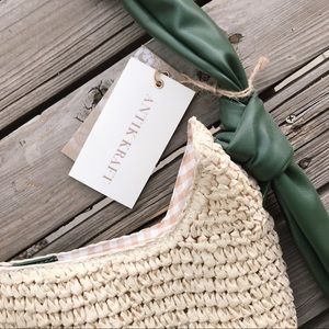 Antik Kraft raffia & leather slouch tote